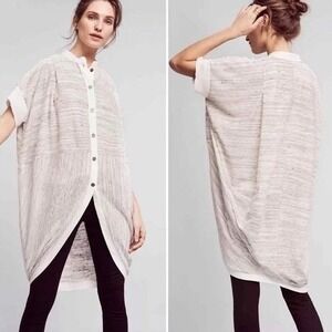 Postmark Anthropologie Grey Marl Cocoon Button Front Cardigan Made in USA OS